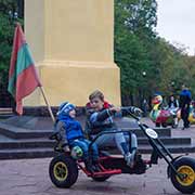 Boys with pedal car, Tiraspol
