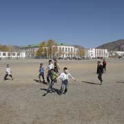 Playing soccer, Ölgii