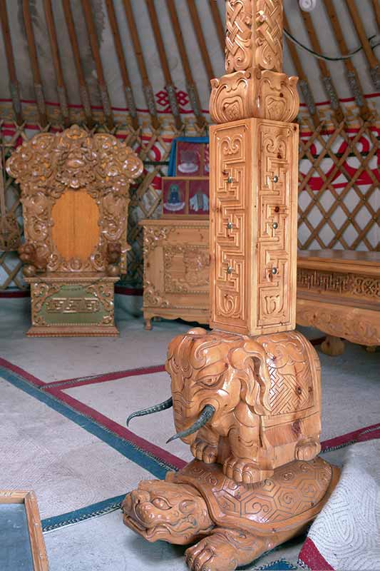 Carved roof poles