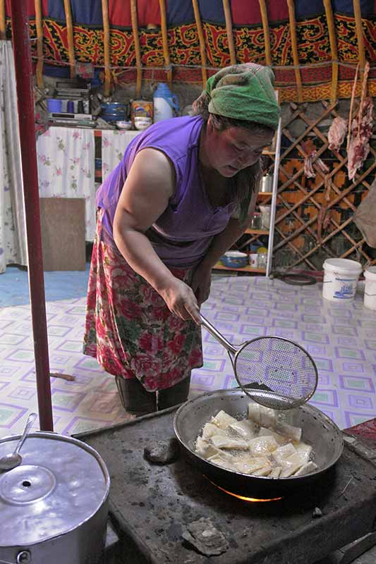 Cooking in a yurt