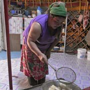 Cooking in a yurt