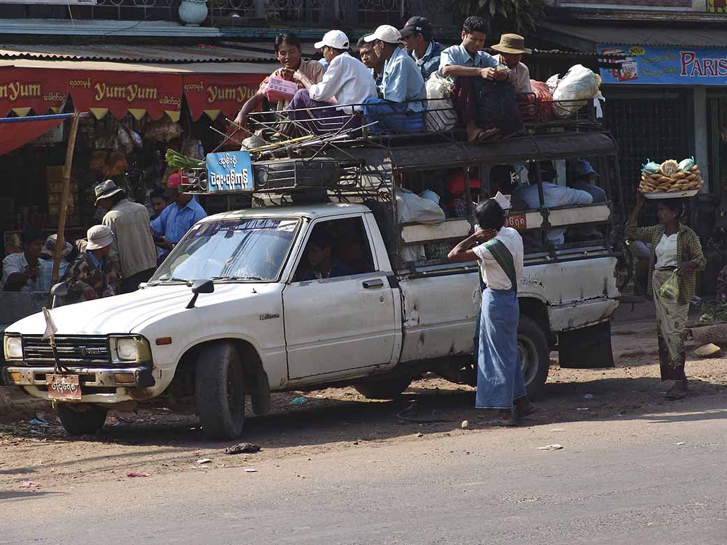 Overloaded pickup truck