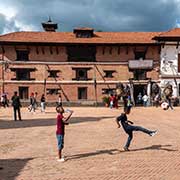 Kicking a ball, Bhaktapur Durbar Square