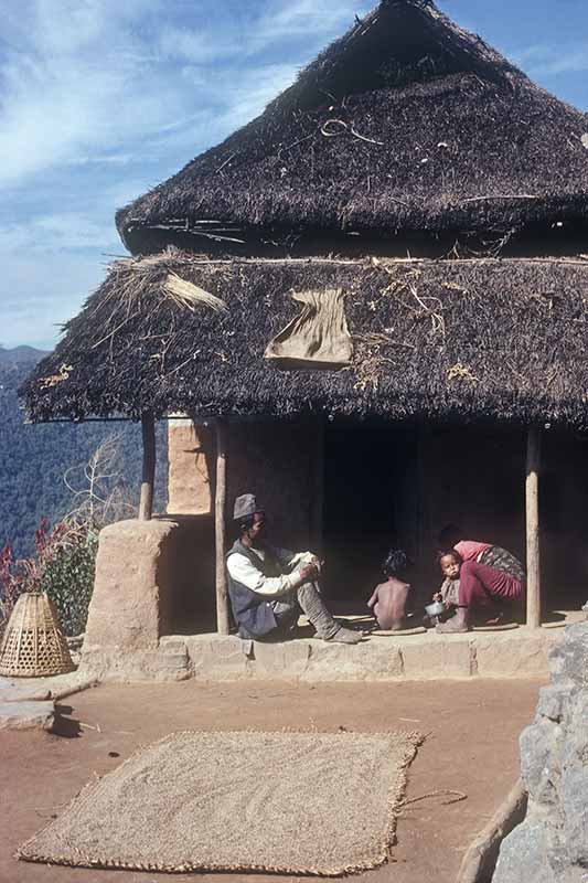 Farm house with family