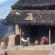 Farm house with family