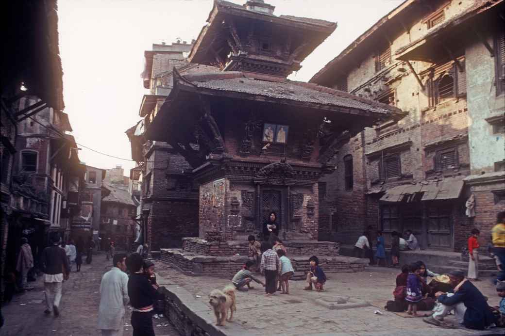 Back street with small temple