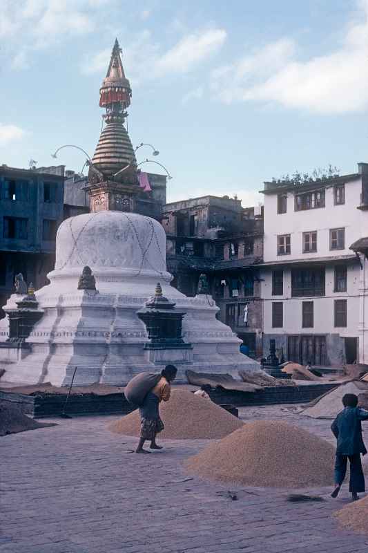 At Buddhist stupa