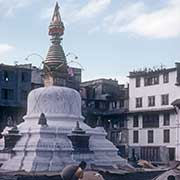 At Buddhist stupa