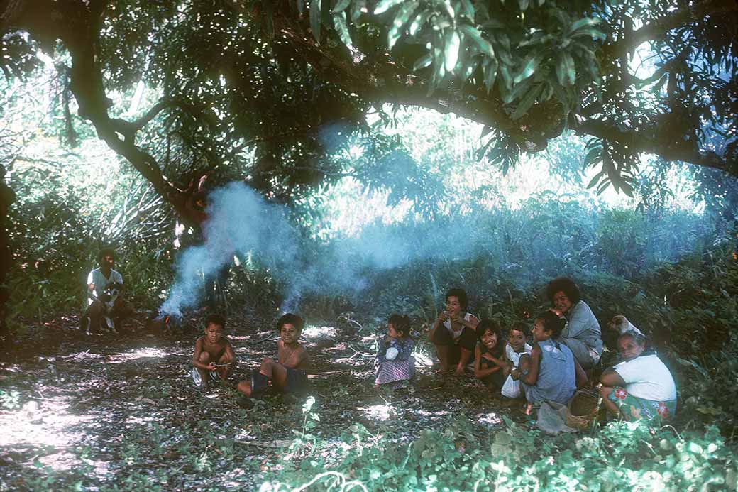 Family under tree