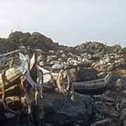 Canoes and reindeer, Sami camp