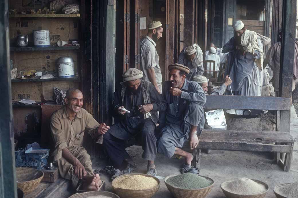 Men at a shop, Dir bazaar