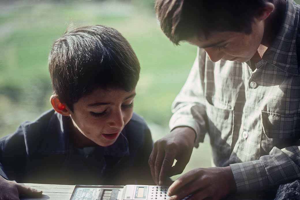 Boys with calculator