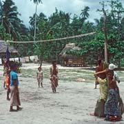 Playing volleyball