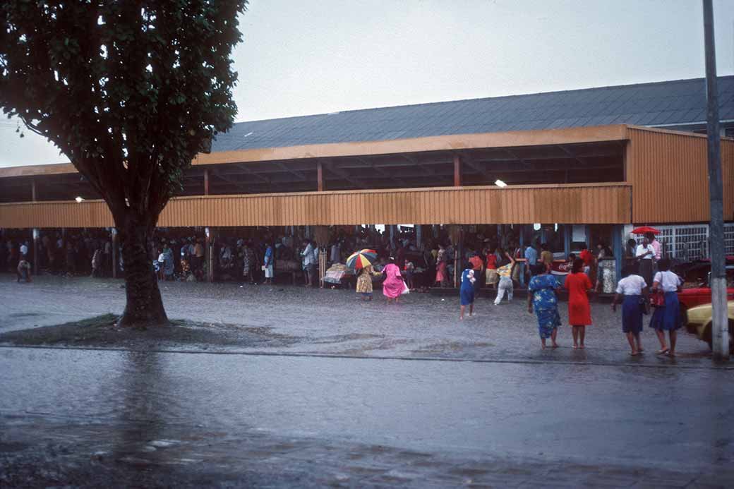 Market during rain