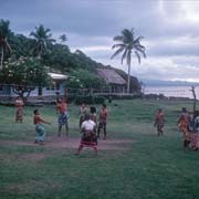 Playing volleyball