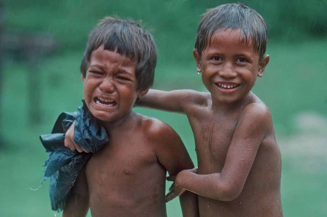 Boys in the rain