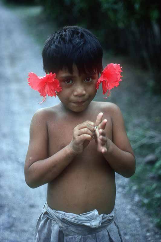 Boy with flowers