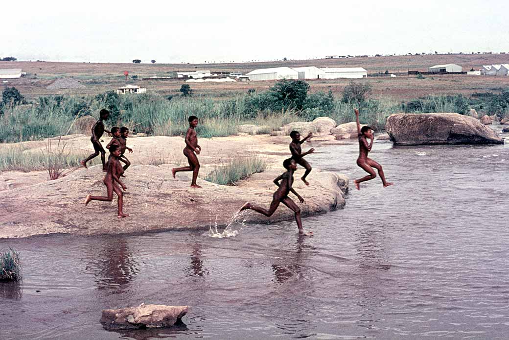 Jumping in the river