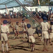 Erecting goal post