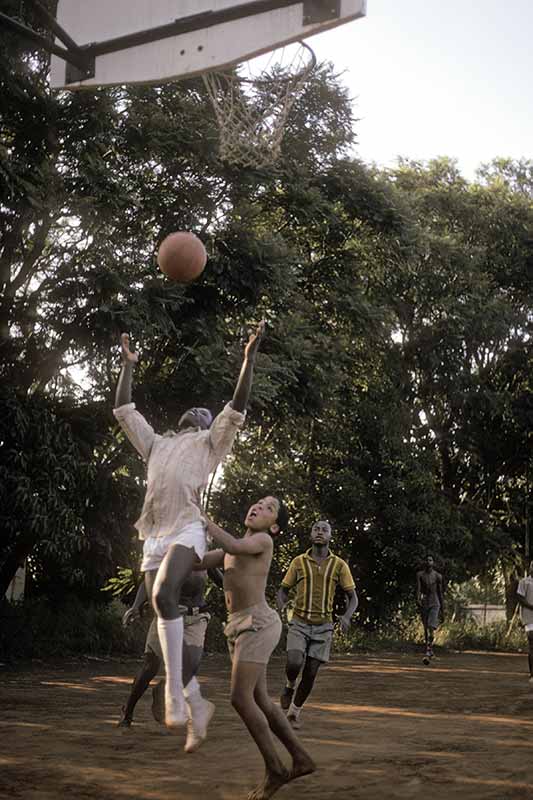 Boys playing basketball