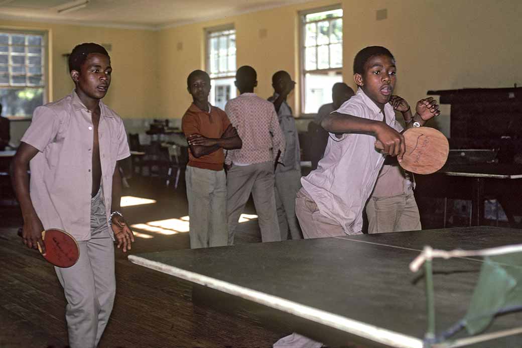 Playing table tennis