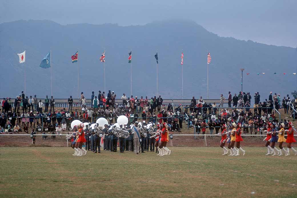 Drum majorettes march