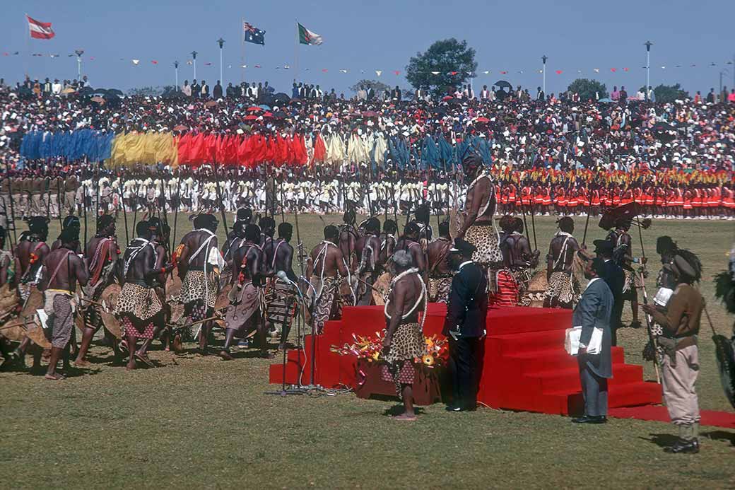 Regiments march past