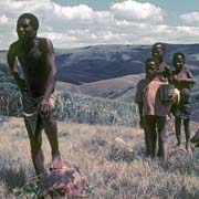 Farmer and children