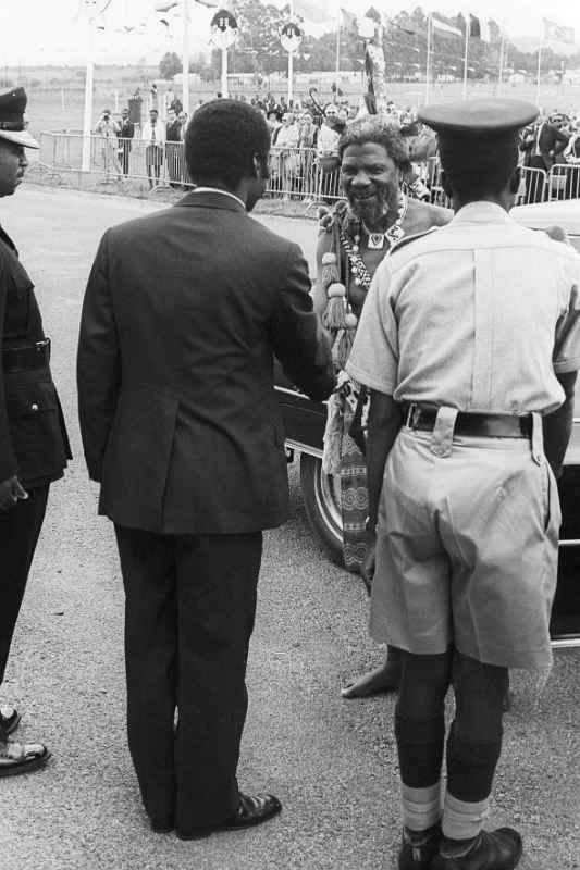 The King greeted by Hugh Greenidge