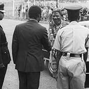 The King greeted by Hugh Greenidge