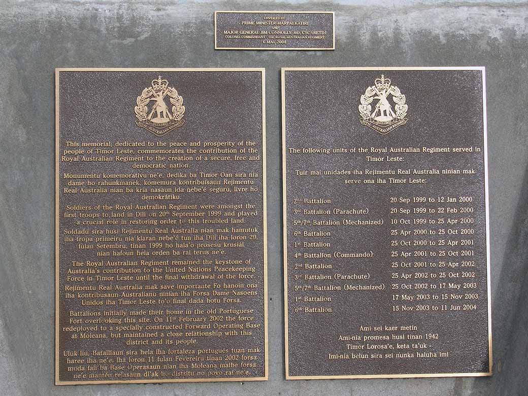 Australian memorial plaque