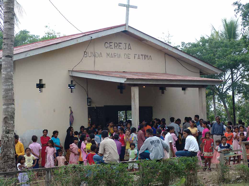 Worshipers after Mass