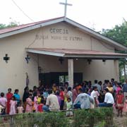 Worshipers after Mass