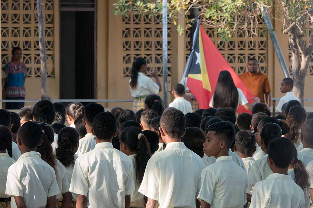 Hoisting the national flag