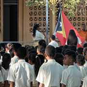 Hoisting the national flag