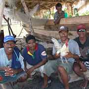 In a boat shelter