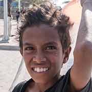 Boy selling snacks