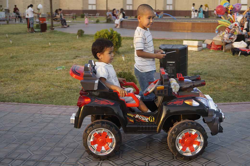 Riding small electric cars