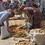 Selling carrots, Qumtepa bazaar