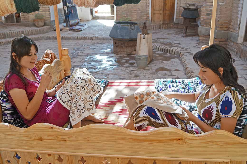 Girls doing embroidery