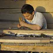 Woodcarver at work