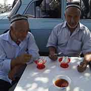 Men having tea, Qumtepa bazaar