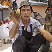 Selling carrots, Qumtepa bazaar