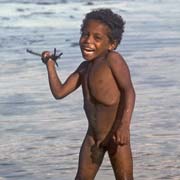 Boy with fish spear