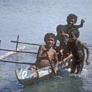 Kids with canoe