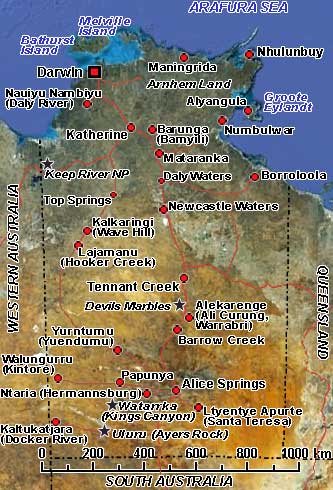 Map of Northern Territory