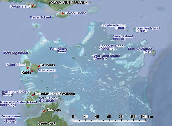 Map of Torres Strait Islands