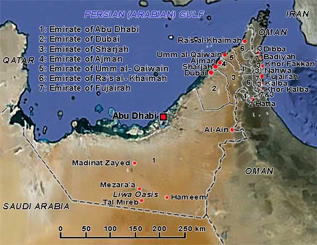 Map of the United Arab Emirates